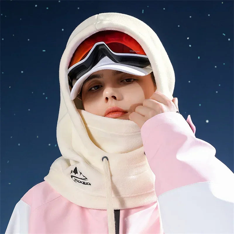 Winter Thermal Fleece Ski Mask Full Face Head Coverings Snowboard Hooded Scarfs Winter Sports Accessories Warm Cycling Headgear
