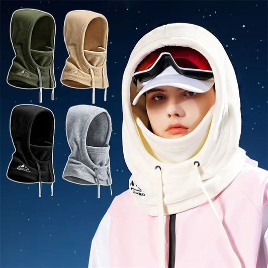 Winter Thermal Fleece Ski Mask Full Face Head Coverings Snowboard Hooded Scarfs Winter Sports Accessories Warm Cycling Headgear
