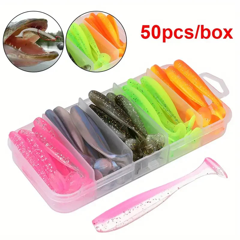 50pcs w/ Box Soft Fishing Lures